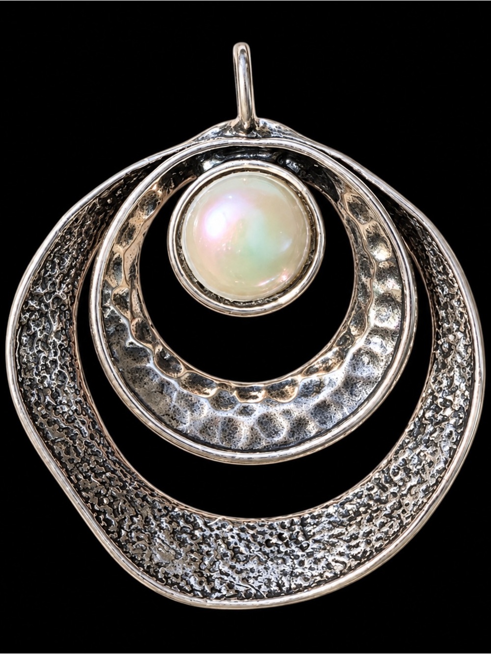 Sterling Silver 925 Israel pearl pendant 1 5/8”